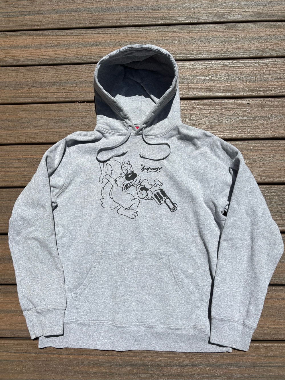 Lee Quinones Supreme Squirrel Hoodie Sweatshirt Gray Mens L Made in Canada SS18